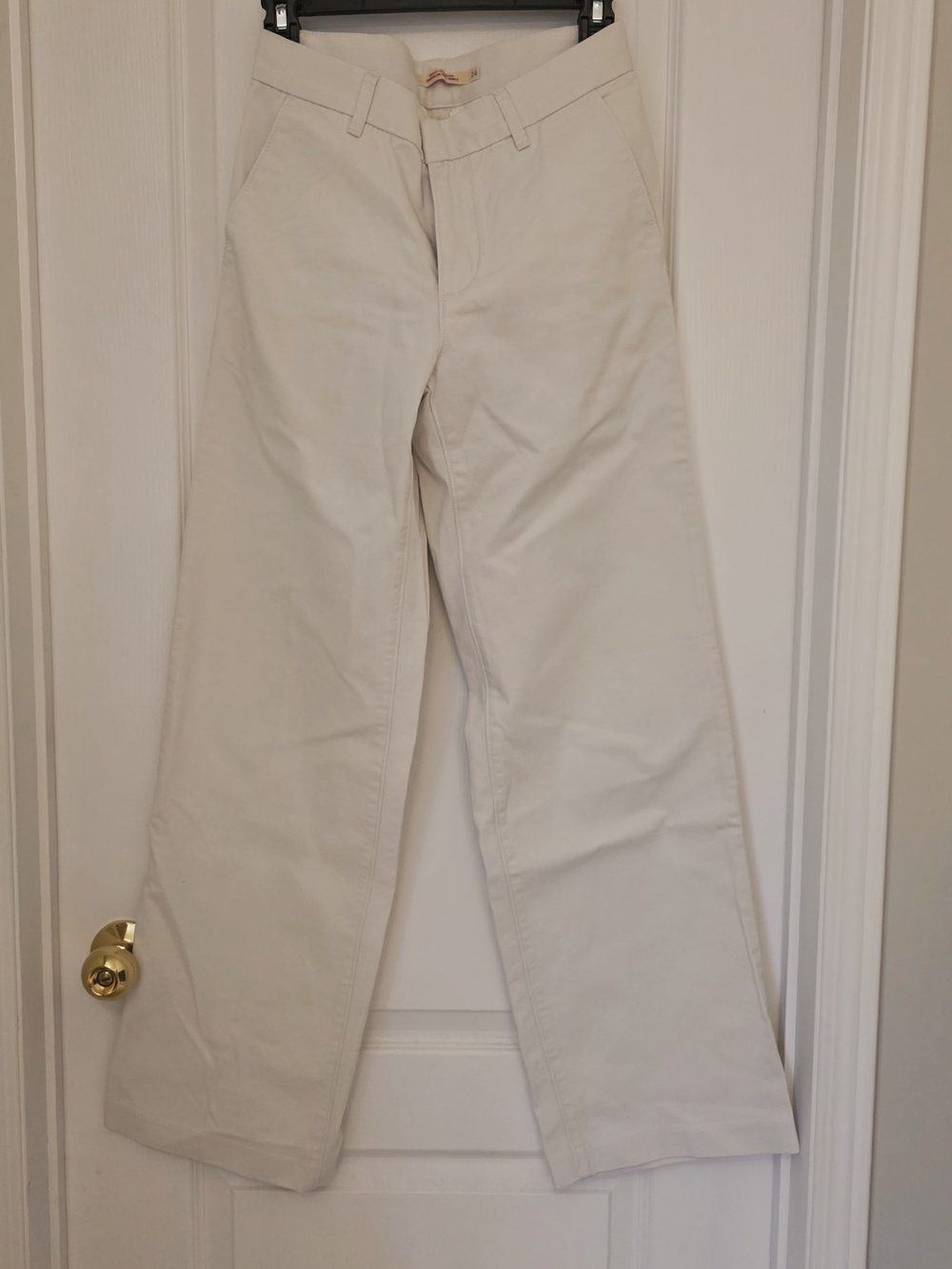Cream Wide Leg Chino Pants